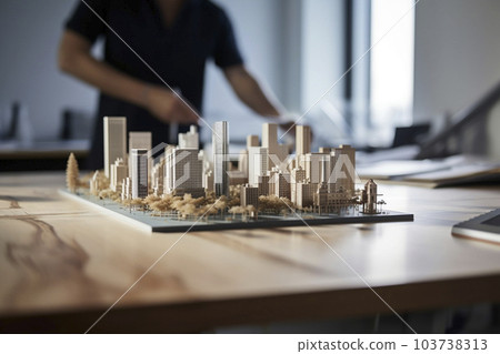 建築模型“AI生成圖像”的城市規劃圖像 103738313