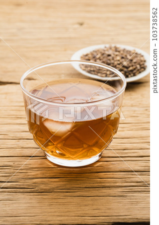 Mochi barley and barley tea served on a small plate (natural taste) 103738562