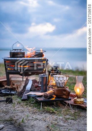 solo camp bonfire bonfire camp camping gear lamp sea light beach solo camp bonfire bonfire camp camping gear lamp sea light beach 103738658