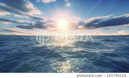 海洋、藍天和太陽風景“人工智能生成的圖像” 103740220