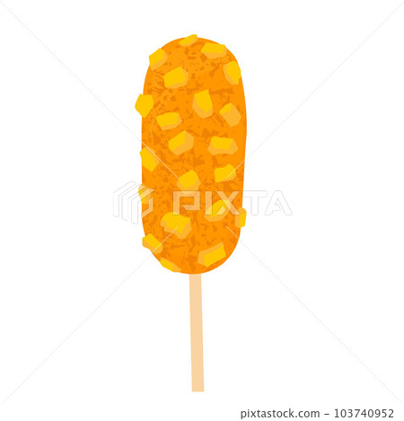 Potato Corn Dogs vector stock illustration. sausage in the dough. Street food. Korea and America. Fast food. isolated on a white background. 103740952