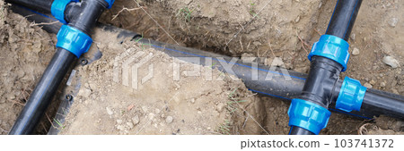 Underground irrigation system, plumbing water drainage installation 103741372