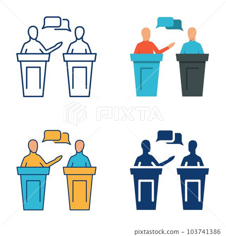 Political debate icon set in flat and line style Political debate icon set in flat and line style 103741386
