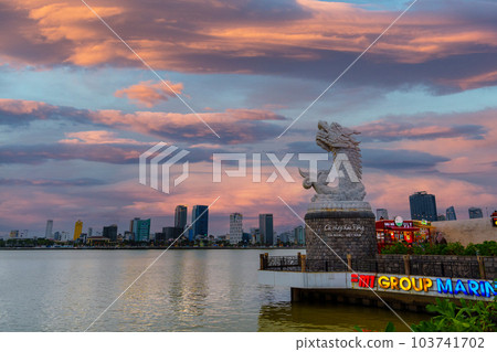 Carp Dragon Statue or Ca Chep Hoa Rong. Landmark and popular. Da Nang, Vietnam, 13 November 2022 Carp Dragon Statue or Ca Chep Hoa Rong. Landmark and popular. Da Nang, Vietnam, 13 November 2022 103741702