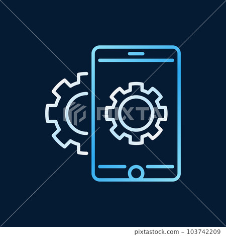 Smartphone with gear vector colored outline icon Smartphone with gear vector colored outline icon 103742209