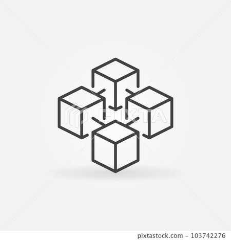 Blockchain cube vector concept icon in thin line style 103742276