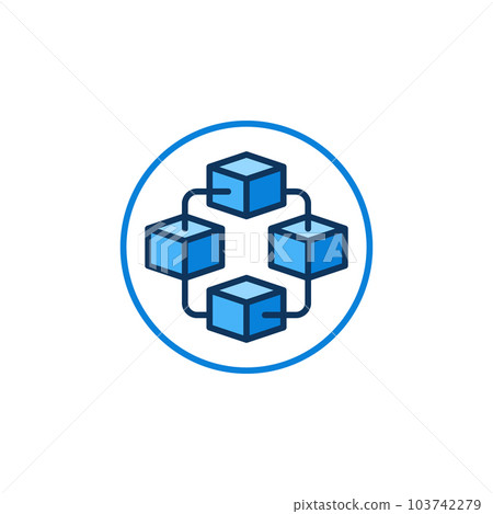 Block-Chain in circle vector blue icon. Blockchain Crypto round symbol 103742279