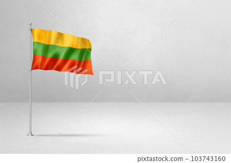 Lithuanian flag isolated on white concrete wall background 103743160