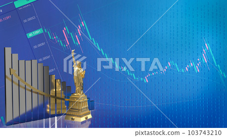 The statue of liberty on Business chart Background  3d rendering 103743210