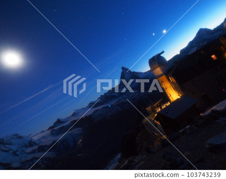 Moon, Observatory and Matterhorn 103743239