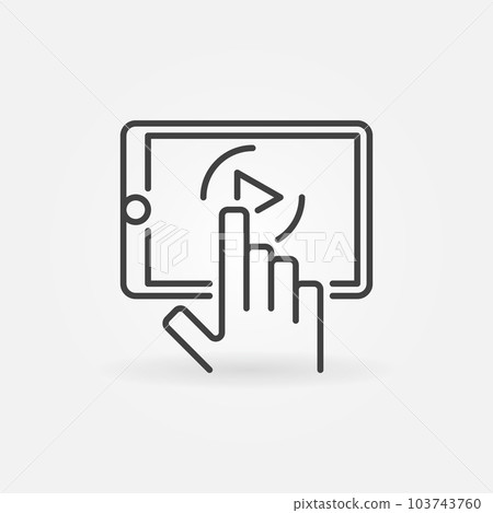 Hand with Tablet linear icon. Watching Videos vector symbol Hand with Tablet linear icon. Watching Videos vector symbol 103743760