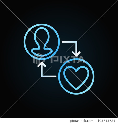 Human face with heart vector donation creative line icon 103743784