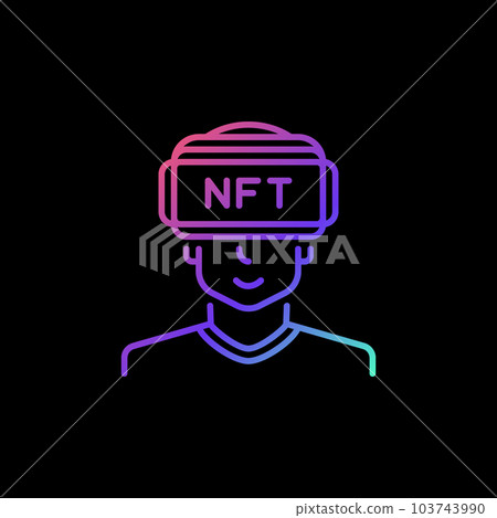 NFT VR vector concept line colorful icon - Virtual Reality sign 103743990