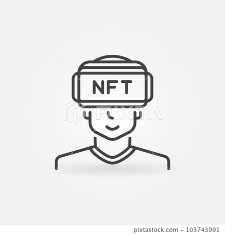 NFT VR vector concept line icon. Non fungible Token and Virtual Reality sign NFT VR vector concept line icon. Non fungible Token and Virtual Reality sign 103743991