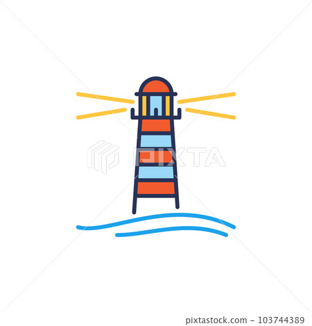 Lighthouse Building in Ocean vector concept colored icon 103744389