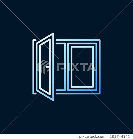 Open Window linear vector concept blue icon or logo Open Window linear vector concept blue icon or logo 103744545