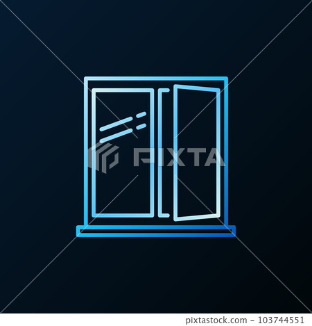 Open Window with Sill vector concept blue line icon Open Window with Sill vector concept blue line icon 103744551
