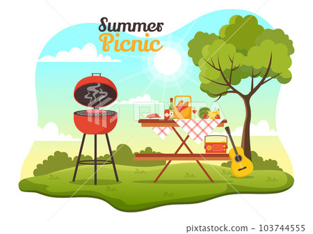 Picnic Outdoors Vector Illustration of People Sitting on a Green Grass in Nature on Summer Holiday Vacations in Flat Cartoon Hand Drawn Templates Picnic Outdoors Vector Illustration of People Sitting on a Green Grass in Nature on Summer Holiday Vacations in Flat Cartoon Hand Drawn Templates 103744555