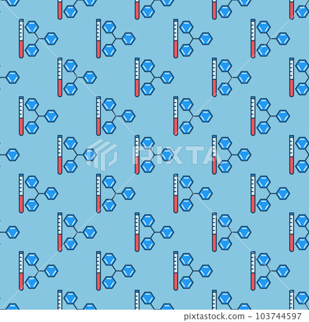 Seamless Background with Molecule and Test Tube. Vector Chemistry pattern Seamless Background with Molecule and Test Tube. Vector Chemistry pattern 103744597