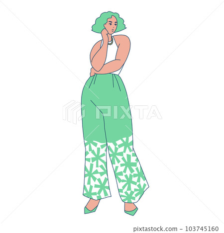 Illustration of a plump woman with folded arms Illustration of a plump woman with folded arms 103745160
