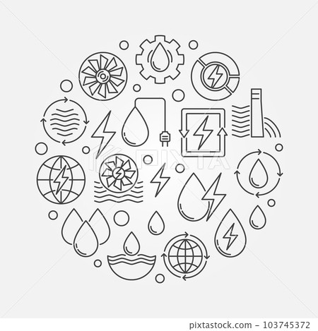 Water power round illustration Water power round illustration 103745372
