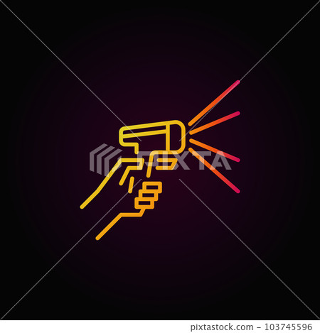 Hand holding barcode scanner colorful linear icon Hand holding barcode scanner colorful linear icon 103745596