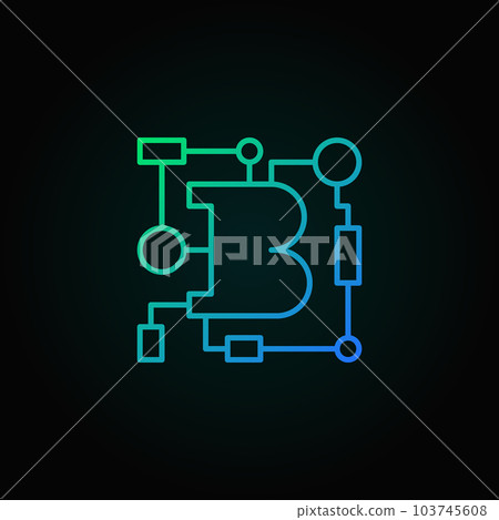 Blockchain technology blue vector linear logo element or icon 103745608