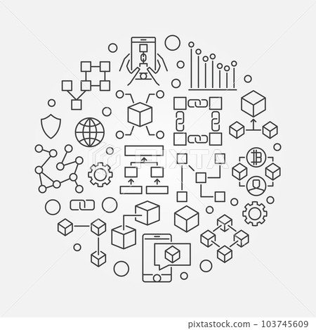 Blockchain concept circular vector line symbol 103745609