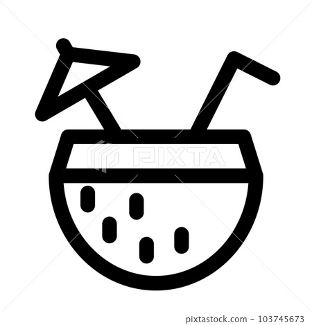 代表夏天、雞尾酒和椰子的線條風格圖標 103745673