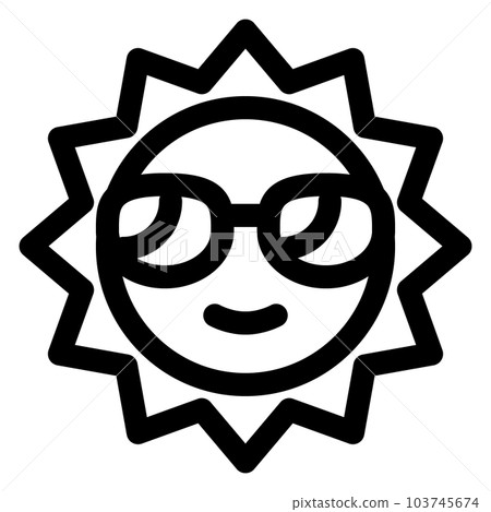 代表夏天、太陽和太陽鏡的線條樣式圖標 代表夏天、太陽和太陽鏡的線條樣式圖標 103745674