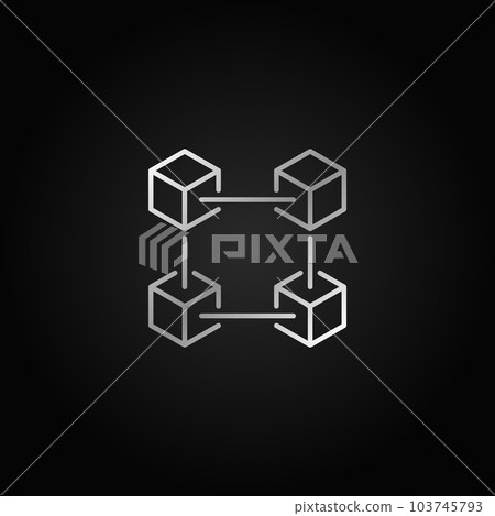 Blockchain outline vector silver icon on dark background Blockchain outline vector silver icon on dark background 103745793