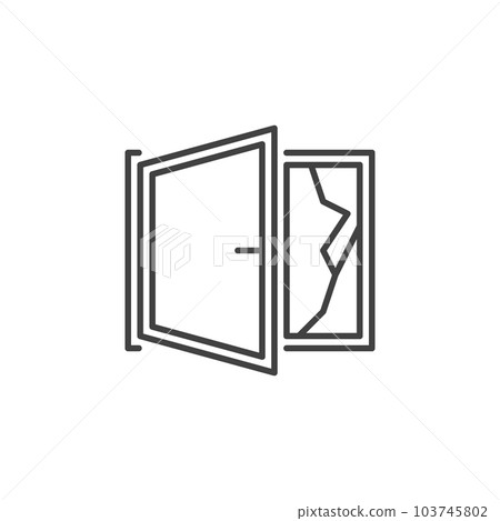 Broken open window line icon. Vector cracked window sign 103745802