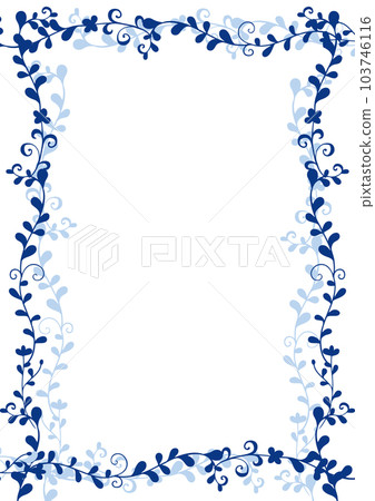 Simple ivy botanical frame (blue) vertical 103746116