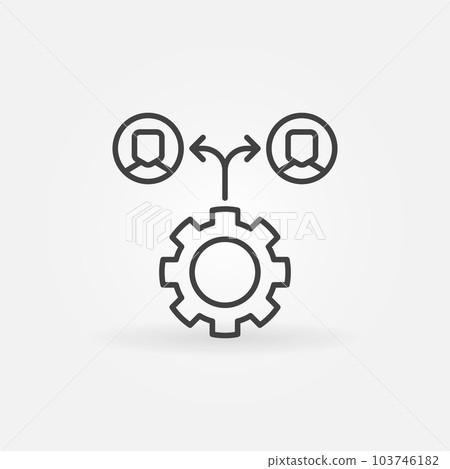 Gear with people icon - vector outsourcing line symbol 103746182