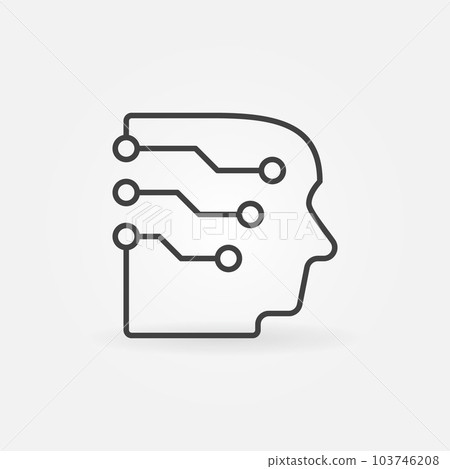 Head with a brain as circuit board vector icon... - Stock Illustration ...