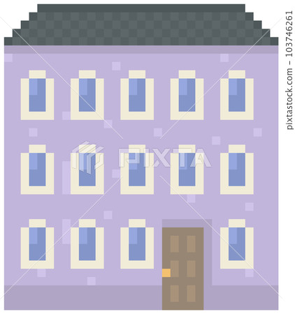 House isolated on white background. Apartment building with many windows for pixel game design House isolated on white background. Apartment building with many windows for pixel game design 103746261