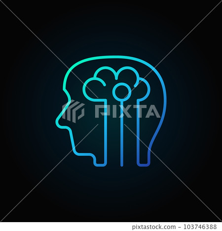 Human head with brain blue icon - vector artificial intelligence 103746388