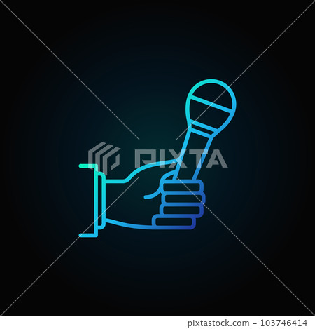 Microphone in hand blue vector concept icon 103746414