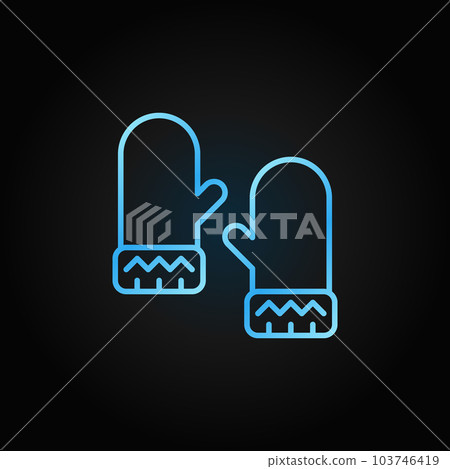 Mittens blue linear vector icon on dark background Mittens blue linear vector icon on dark background 103746419