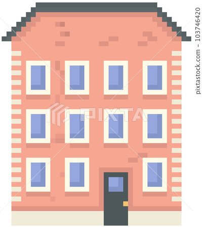 House isolated on white background. Apartment building with many windows for pixel game design House isolated on white background. Apartment building with many windows for pixel game design 103746420