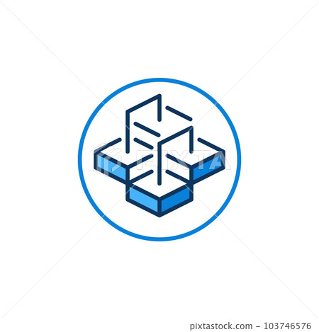 Cryptocurrency Block Chain in circle vector concept blue icon or sign Cryptocurrency Block Chain in circle vector concept blue icon or sign 103746576