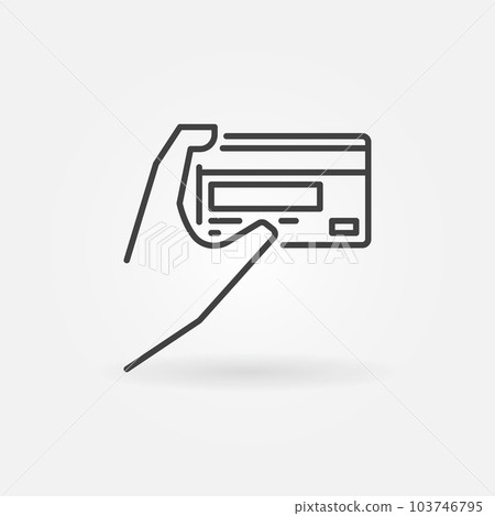 Hand holding card vector outline icon. Card payment symbol Hand holding card vector outline icon. Card payment symbol 103746795