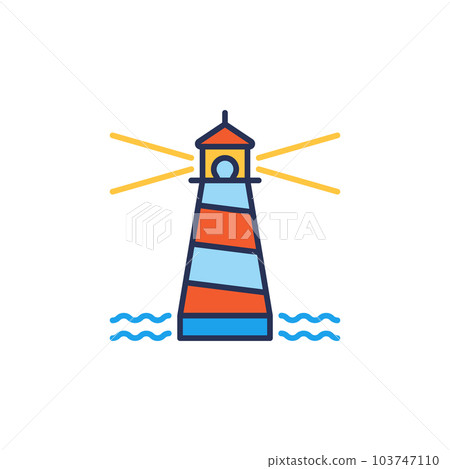 Lighthouse and small Waves vector concept colored icon 103747110