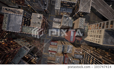 Aerial city view with crossroads and buildings 103747414