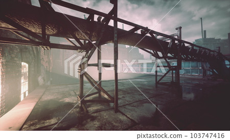 frightening abandoned factory at night frightening abandoned factory at night 103747416