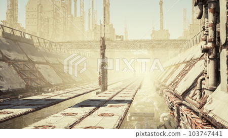 Oil and Gas Production slots of Rust pipe on platform Oil and Gas Production slots of Rust pipe on platform 103747441