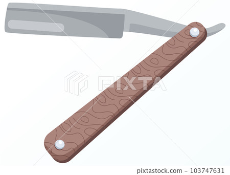 Straight razor icon. Shaver tool with dangerous blade. Manual shaving razor, personal hygiene item Straight razor icon. Shaver tool with dangerous blade. Manual shaving razor, personal hygiene item 103747631