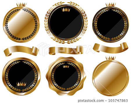 豪華皇冠徽章和絲帶套裝黑色和金色 103747863