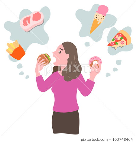 A woman who is obsessed with food due to bulimia A woman who is obsessed with food due to bulimia 103748464