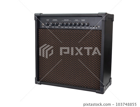 guitar amplifier isolated on white background, clean and overdrive chanel with EQ and delay and reverb effect 103748855